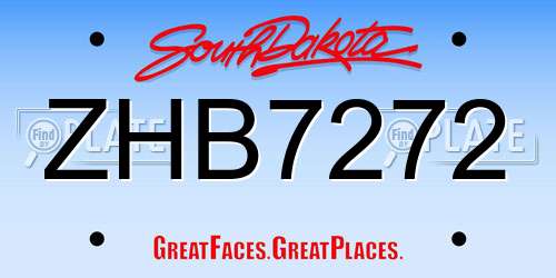 ZHB7272 South Dakota License Plate