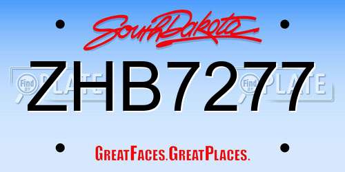 ZHB7277 South Dakota License Plate
