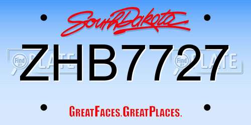 ZHB7727 South Dakota License Plate