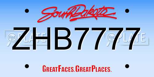 ZHB7777 South Dakota License Plate