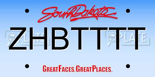 ZHBTTTT South Dakota License Plate