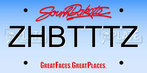 ZHBTTTZ South Dakota License Plate