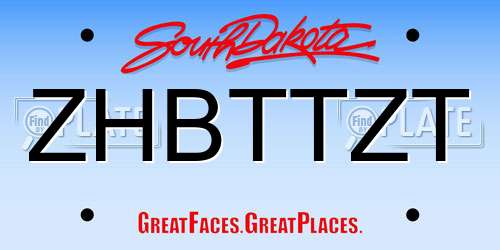 ZHBTTZT South Dakota License Plate
