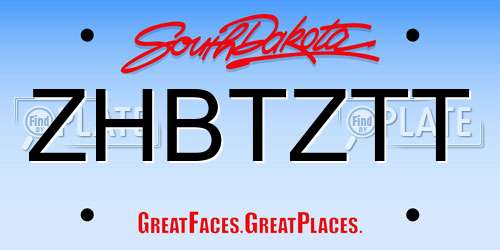 ZHBTZTT South Dakota License Plate