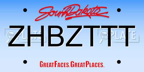 ZHBZTTT South Dakota License Plate