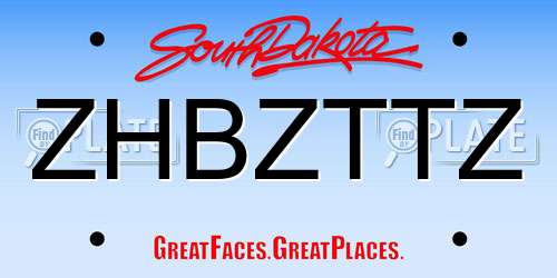 ZHBZTTZ South Dakota License Plate