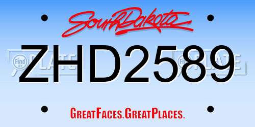 ZHD2589 South Dakota License Plate