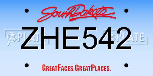 ZHE542 South Dakota License Plate
