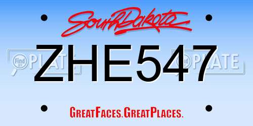 ZHE547 South Dakota License Plate