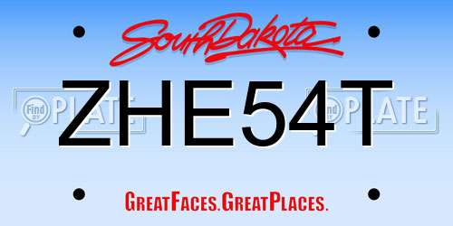 ZHE54T South Dakota License Plate