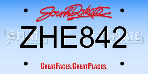 ZHE842 South Dakota License Plate