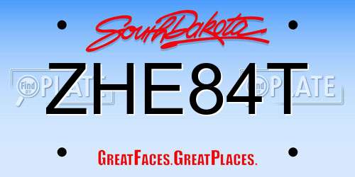 ZHE84T South Dakota License Plate