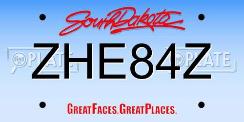 ZHE84Z South Dakota License Plate