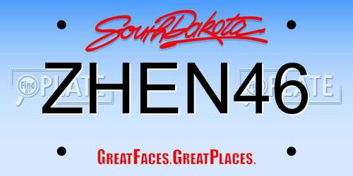ZHEN46 South Dakota License Plate