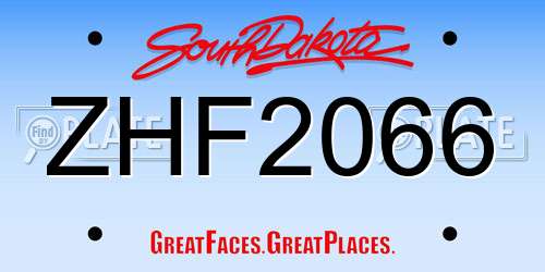 ZHF2066 South Dakota License Plate