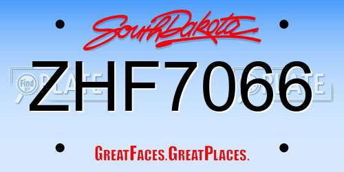 ZHF7066 South Dakota License Plate