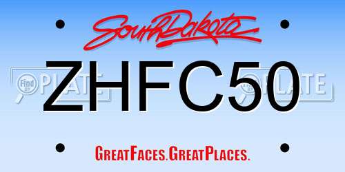 ZHFC50 South Dakota License Plate