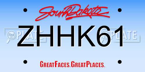 ZHHK61 South Dakota License Plate