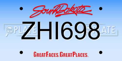 ZHI698 South Dakota License Plate