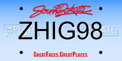 ZHIG98 South Dakota License Plate