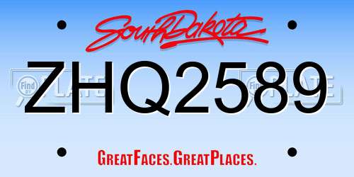 ZHQ2589 South Dakota License Plate
