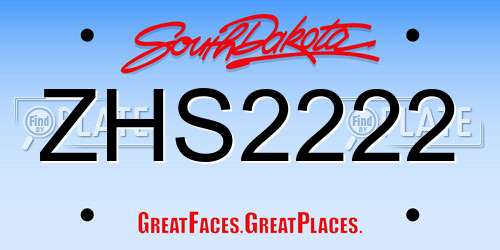 ZHS2222 South Dakota License Plate