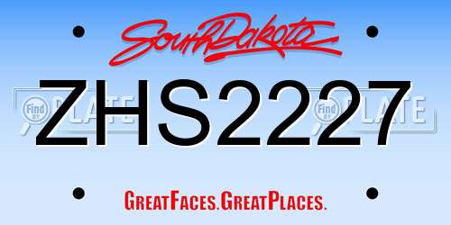 ZHS2227 South Dakota License Plate