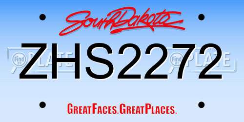 ZHS2272 South Dakota License Plate