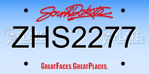 ZHS2277 South Dakota License Plate