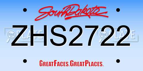 ZHS2722 South Dakota License Plate
