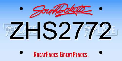 ZHS2772 South Dakota License Plate