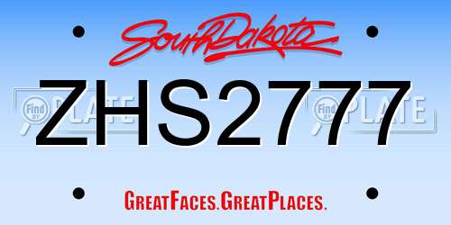 ZHS2777 South Dakota License Plate