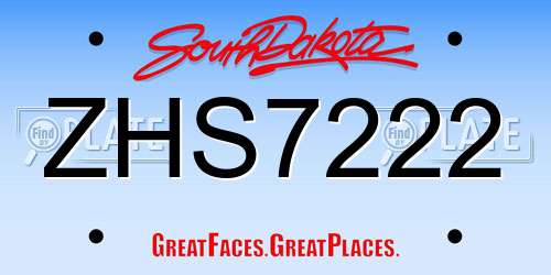ZHS7222 South Dakota License Plate