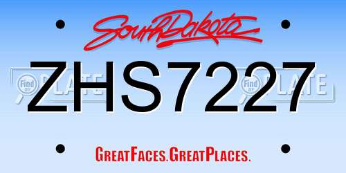 ZHS7227 South Dakota License Plate
