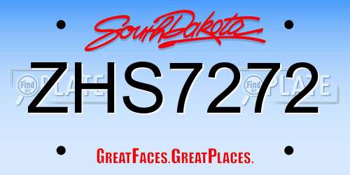 ZHS7272 South Dakota License Plate