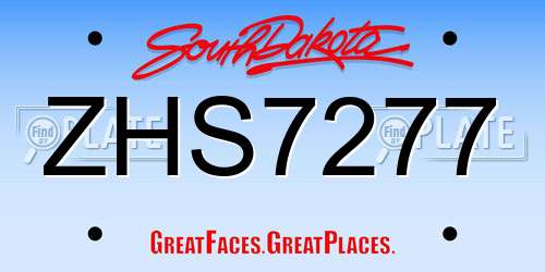 ZHS7277 South Dakota License Plate