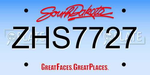ZHS7727 South Dakota License Plate
