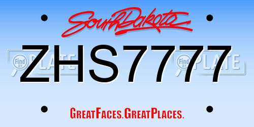 ZHS7777 South Dakota License Plate
