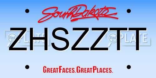 ZHSZZTT South Dakota License Plate