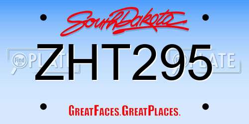 ZHT295 South Dakota License Plate