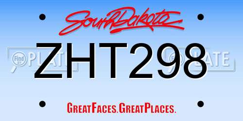 ZHT298 South Dakota License Plate