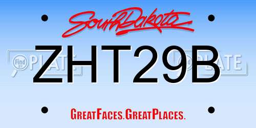 ZHT29B South Dakota License Plate