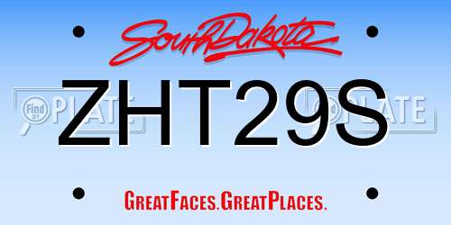 ZHT29S South Dakota License Plate