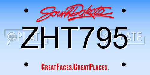 ZHT795 South Dakota License Plate