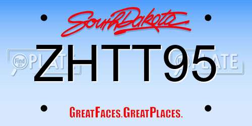 ZHTT95 South Dakota License Plate