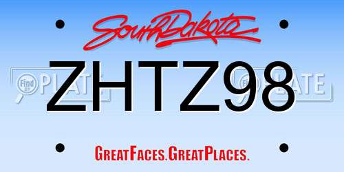 ZHTZ98 South Dakota License Plate