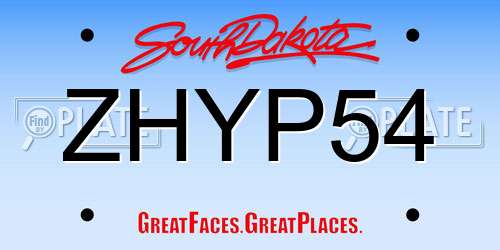 ZHYP54 South Dakota License Plate