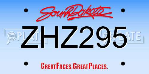 ZHZ295 South Dakota License Plate