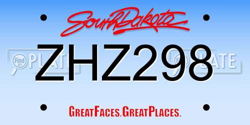 ZHZ298 South Dakota License Plate