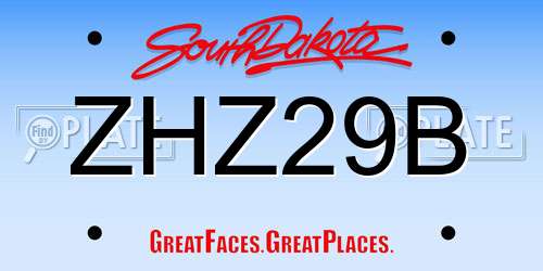 ZHZ29B South Dakota License Plate